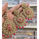 Hira Collections Royal Crystal Stone And Pearl Earring With Maangtikka