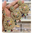 Hira Collections Royal Crystal Stone And Pearl Earring With Maangtikka