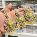 Hira Collections Royal Crystal Stone And Pearl Earring With Maangtikka