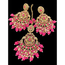 Hira Collections Royal Crystal Stone And Pearl Earring With Maangtikka