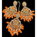 Hira Collections Royal Crystal Stone And Pearl Earring With Maangtikka 