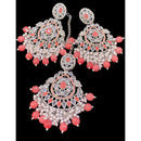 Hira Collections Royal Crystal Stone And Pearl Earring With Maangtikka