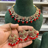 Hira Collections Royal Crystal Stone Pearl And Beads Designer Necklace Set