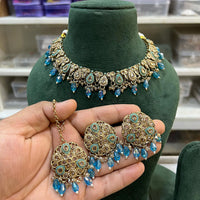 Hira Collections Royal Crystal Stone Pearl And Beads Designer Necklace Set