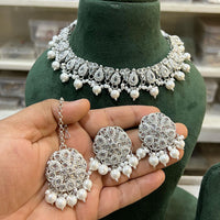 Hira Collections Royal Crystal Stone Pearl And Beads Designer Necklace Set