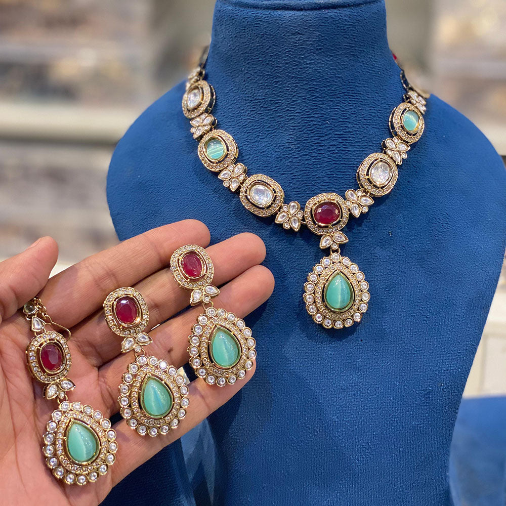 Hira Collections Royal Pota Stone Necklace Set