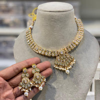 Hira Collections Royal Crystal Stone Pearl And Beads Designer Necklace Set