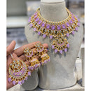 Hira Collections Luxury Kundan Stone Pearl And Beads Meenakari Choker Necklace Set