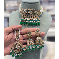 Hira Collections Royal Crystal Stone Pearl And Beads Designer Choker Necklace Set