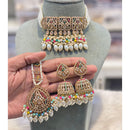 Hira Collections Royal Crystal Stone Pearl And Beads Designer Choker Necklace Set