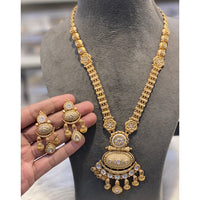 Hira Collections Luxury Pota Stone Pearl And Beads Meenakari Long Necklace Set