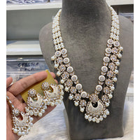 Hira Collections Luxury Kundan Stone Pearl And Beads Meenakari Long Necklace Set