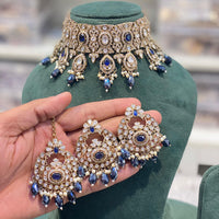 Hira Collections Luxury Kundan Stone Pearl And Beads Choker Necklace Set