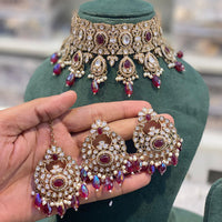 Hira Collections Luxury Kundan Stone Pearl And Beads Choker Necklace Set