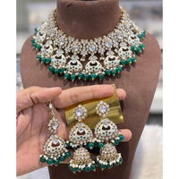 Hira Collections Luxury Kundan Stone Pearl And Beads Meenakari Choker Necklace Set