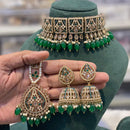 Hira Collections Royal Crystal Stone Pearl And Beads Choker Necklace Set