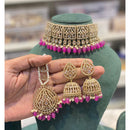 Hira Collections Royal Crystal Stone Pearl And Beads Choker Necklace Set