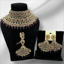 Hira Collections Royal Crystal Stone Pearl And Beads Choker Necklace Set