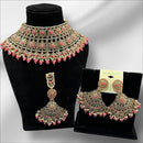 Hira Collections Royal Crystal Stone Pearl And Beads Choker Necklace Set