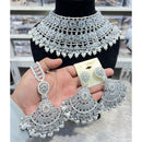 Hira Collections Royal Crystal Stone Pearl And Beads Choker Necklace Set