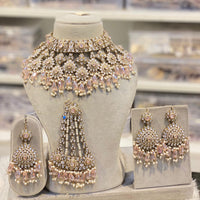 Hira Collections Luxury Kundan Stone Pearl And Beads Choker Necklace Set