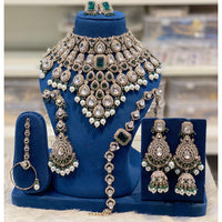 Hira Collections Designer Kundan Stone And Beads Semi Bridal Necklace Set