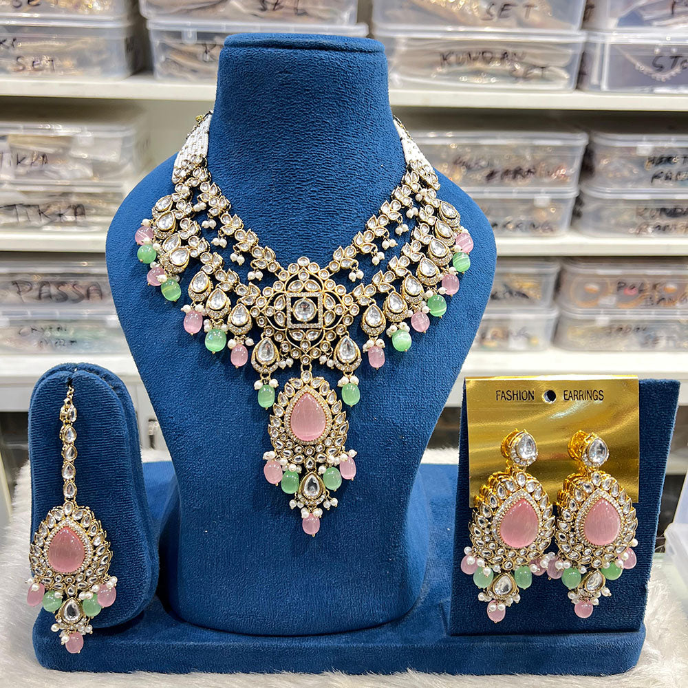 Hira Collections Designer Kundan Stone And Beads Necklace Set