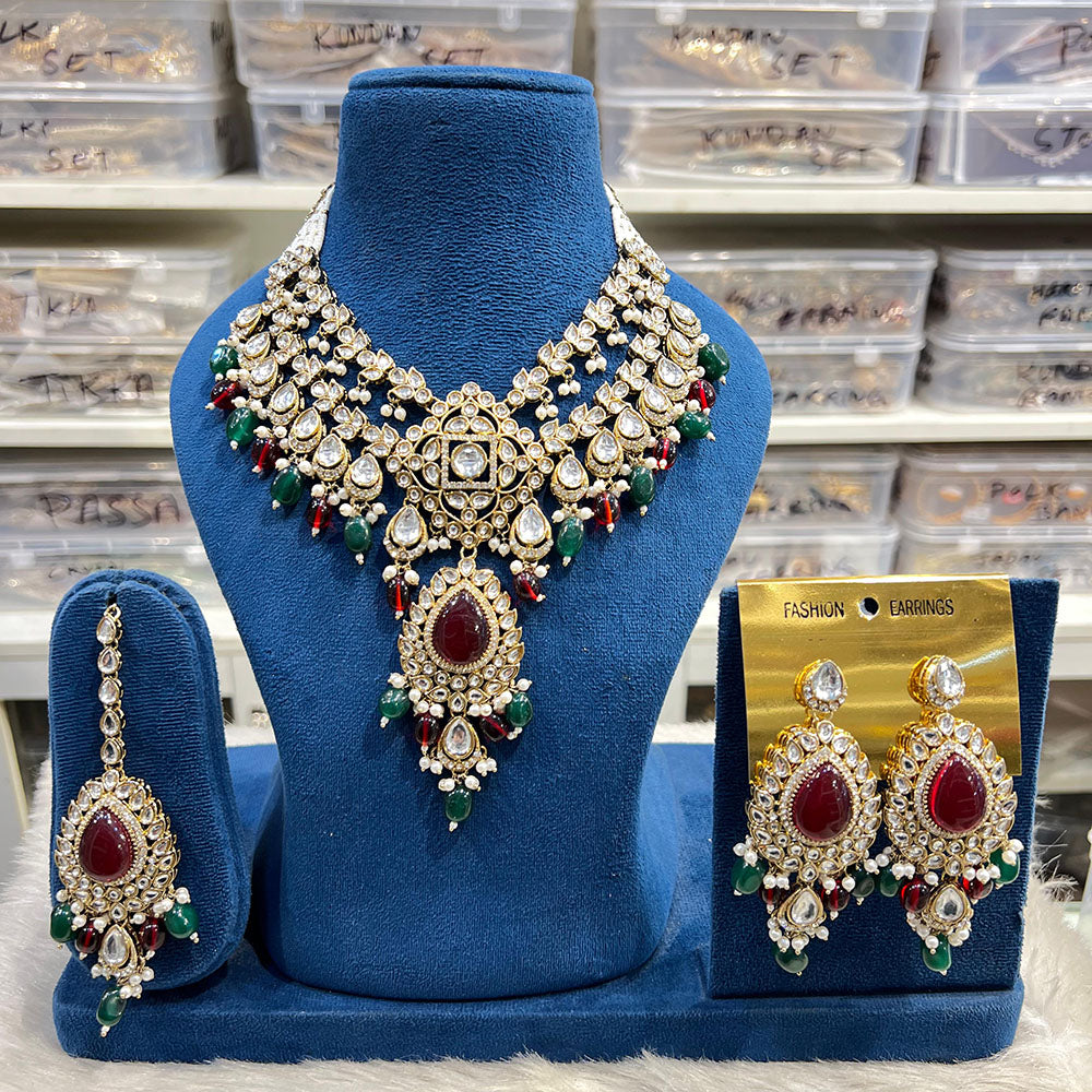 Hira Collections Designer Kundan Stone And Beads Necklace Set