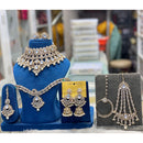 Hira Collections Designer Kundan Stone And Beads Semi Bridal Necklace Set