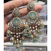 Hira Collections Designer Pota Stone And Pearl Statement Jhumki Earrings
