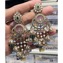 Hira Collections Designer Pota Stone And Pearl Statement Jhumki Earrings