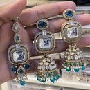 Hira Collections Designer Pota Stone And Beads Jhumki Earrings With Maangtikka