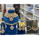 Hira Collections Designer Kundan Stone And Beads Semi Bridal Necklace Set