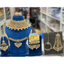 Hira Collections Designer Kundan Stone And Beads Semi Bridal Necklace Set