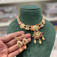 Hira Collections Royal Pota Stone Pearl Meenakari Necklace Set