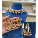 Hira Collections Elegant Crystal Stone Pearl And Beads Choker Necklace Set