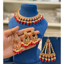Hira Collections Elegant Crystal Stone Pearl And Beads Choker Necklace Set