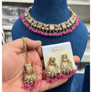 Hira Collections Elegant Crystal Stone And Pearl Choker Necklace Set