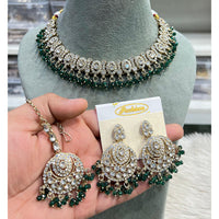 Hira Collections Elegant Austrian Stone And Pearl Choker Necklace Set