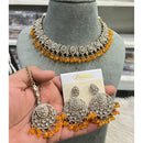 Hira Collections Elegant Austrian Stone And Pearl Choker Necklace Set