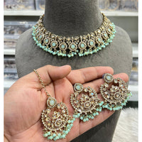 Hira Collections Elegant Crystal Stone And Pearl Choker Necklace Set