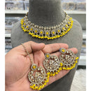 Hira Collections Elegant Crystal Stone And Pearl Choker Necklace Set