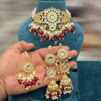 Hira Collections Kundan Stone And Beads Designer Choker Necklace Set
