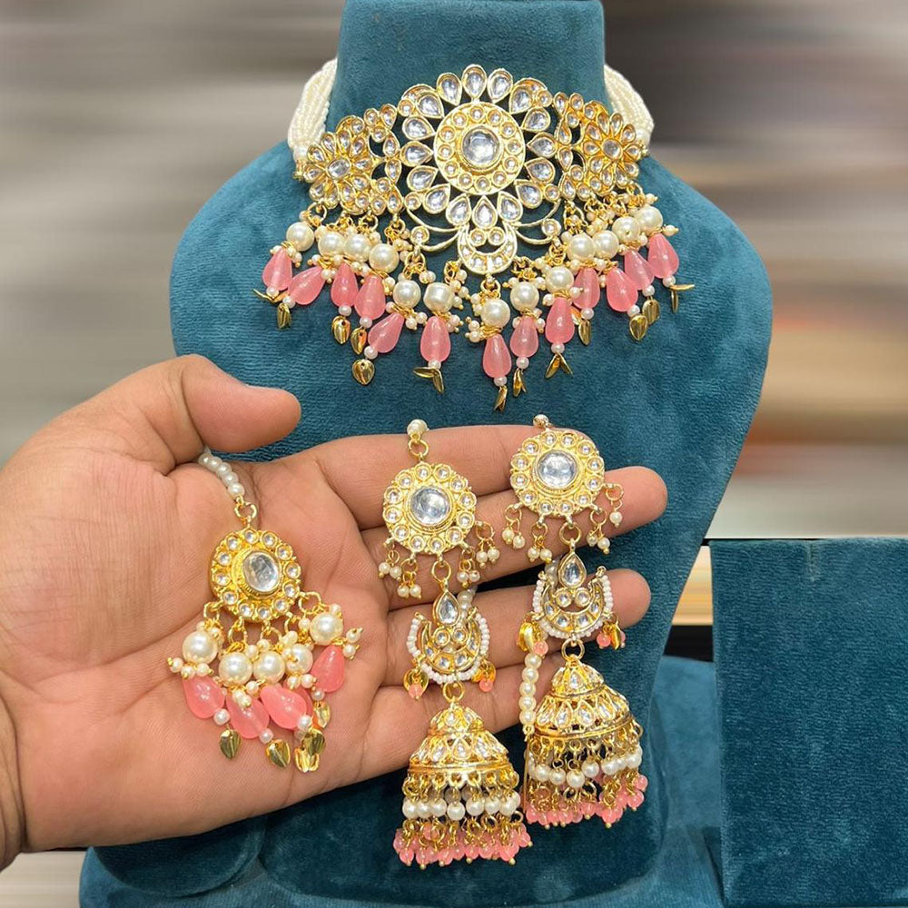 Hira Collections Kundan Stone And Beads Designer Choker Necklace Set