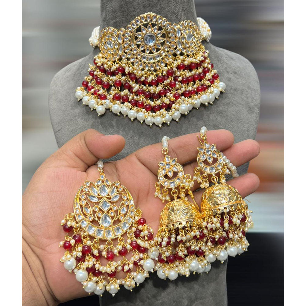 Hira Collections Kundan Stone And Beads Designer Choker Necklace Set
