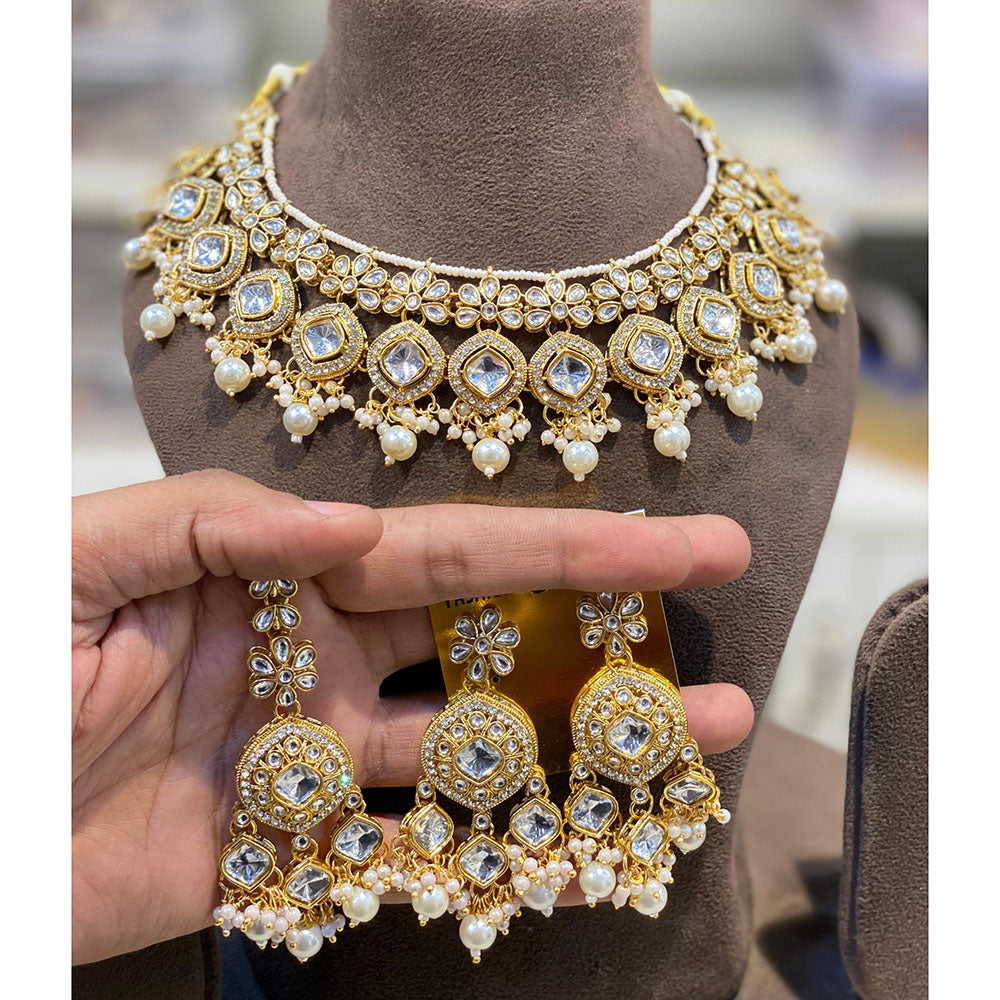 Hira Collections Kundan Stone And Pearl Designer Necklace Set