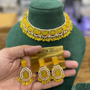 Hira Collections Elegant Pota Stone And Austrian Stone Pearl Choker Necklace Set