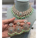 Hira Collections Elegant Pota Stone And Austrian Stone Pearl Choker Necklace Set