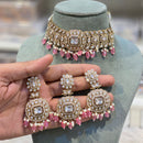 Hira Collections Elegant Pota Stone And Austrian Stone Pearl Choker Necklace Set