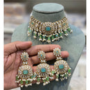 Hira Collections Elegant Pota Stone And Austrian Stone Pearl Choker Necklace Set